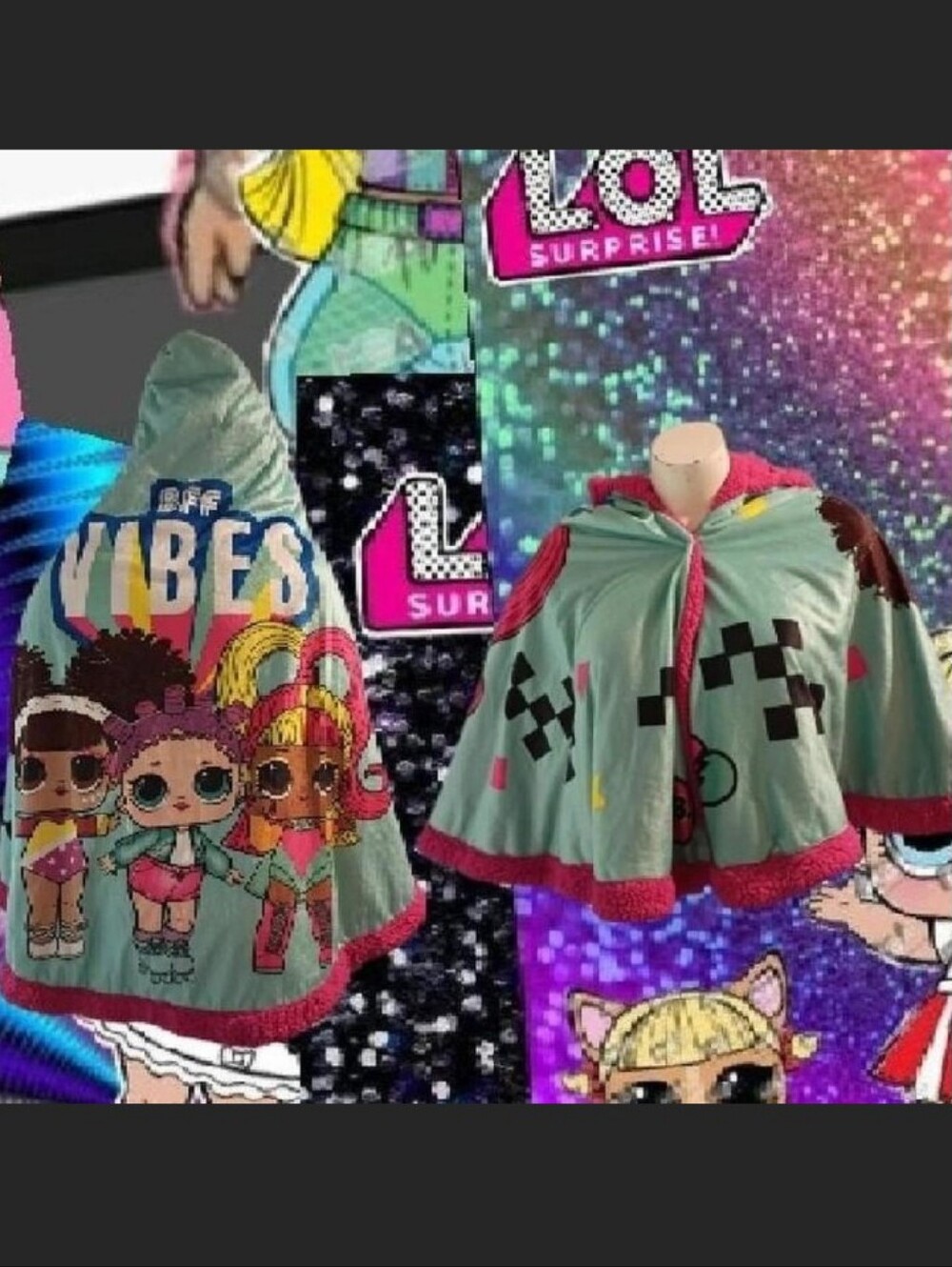 L.O.L. Surprise! "BFF Vibes" Snuggle Wrap Sherpa Lined Hooded Blanket Cape